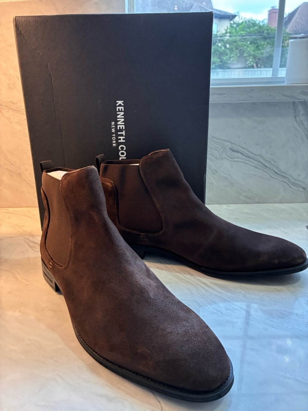 Kenneth Cole Dark Brown Suede Chelsea Boots